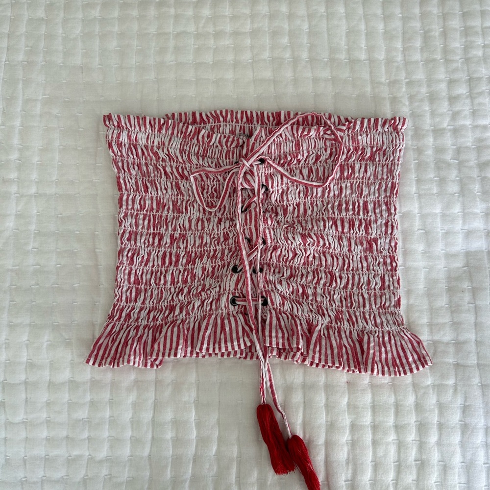 Red and White Striped Corset Top